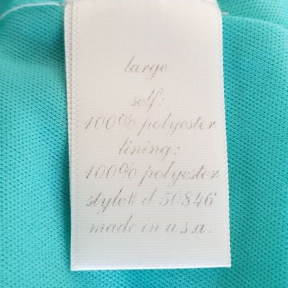 Buttons Aqua Faux Wrap Dress Ties at Hip in Size Large - Picture 5 of 8